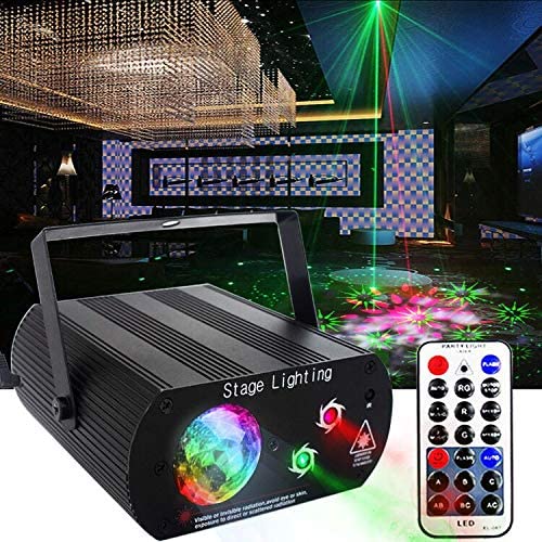 Mini LED Water Ripples Laser Stage Lights KTV Bar Party RGB Sound Remote Beam Lights