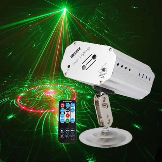 Double Hole Red Green Remote Control 24 Patterns Projection Lamp Mini Party Disco Laser Lights