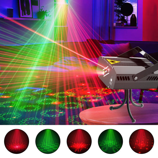Double Hole Mini RG 16 Patterns DJ Disco Laser Lamp Sound Control Party Laser Lighting Projector