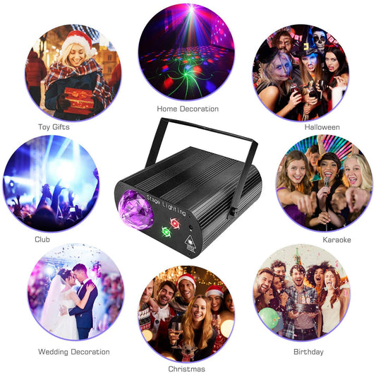 Laser LED Rotating Ball Lights Auto Sound Activated DJ Disco Party Stage Projector Lights