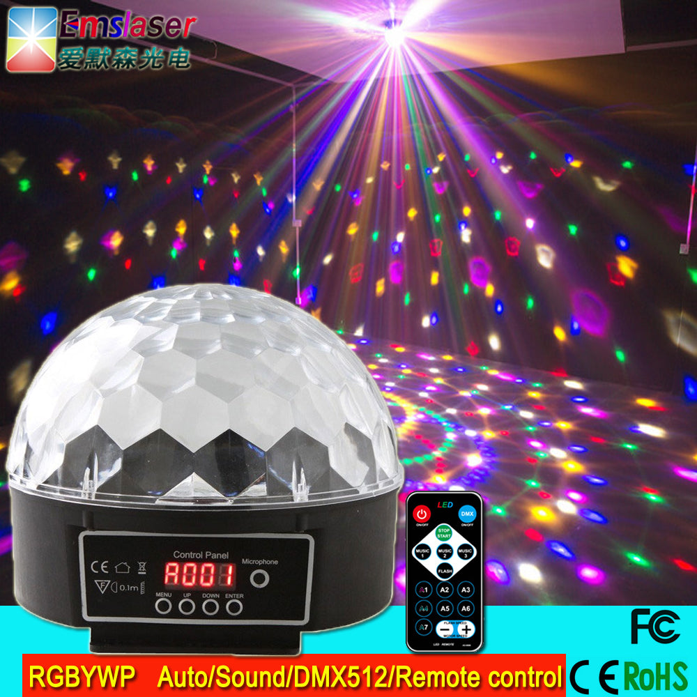 Six Color Beam Lights Stage Disco DJ Party Light DMX512 LED Crystal Magic Disco Ball Light