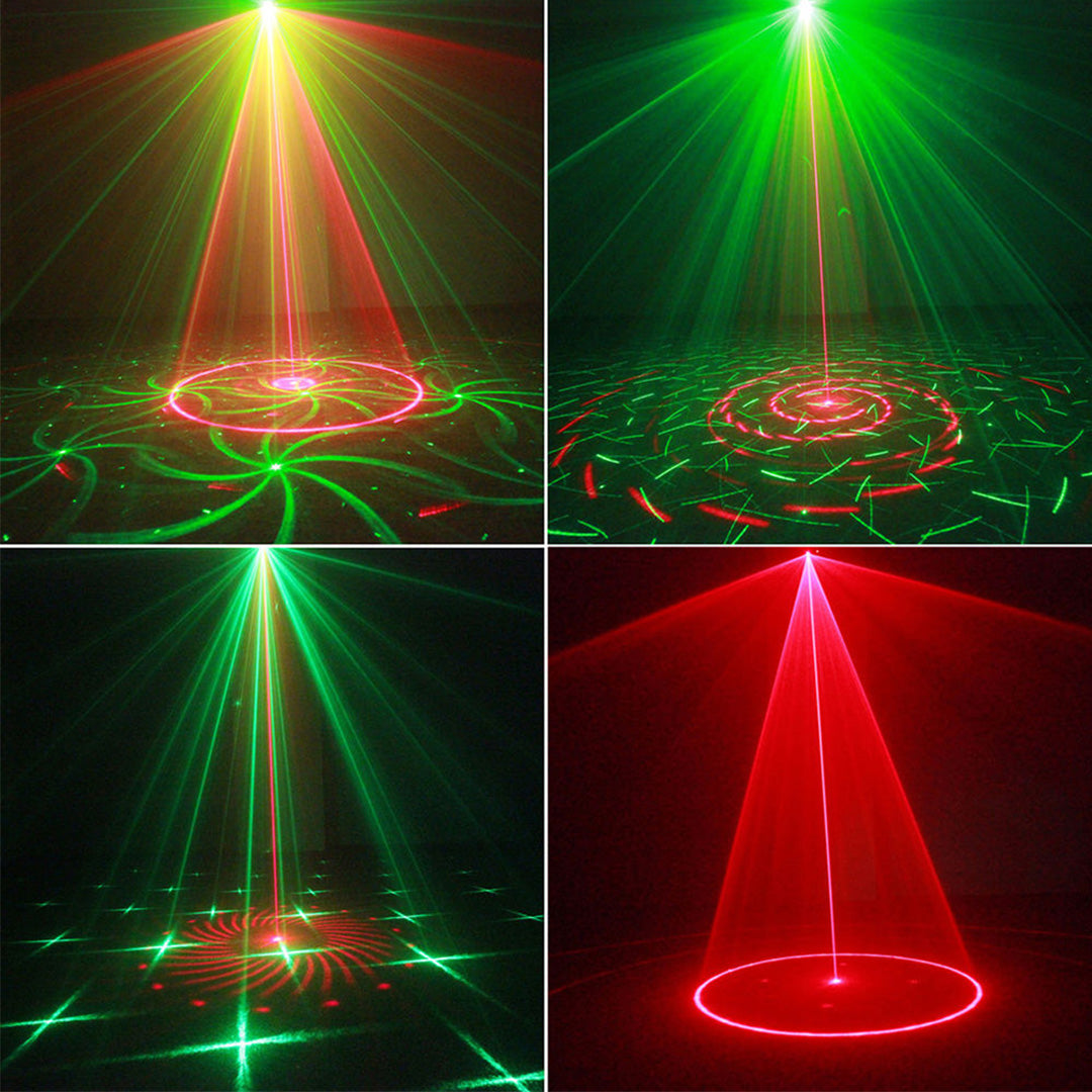 Double Hole Red Green Remote Control 24 Patterns Projection Lamp Mini Party Disco Laser Lights