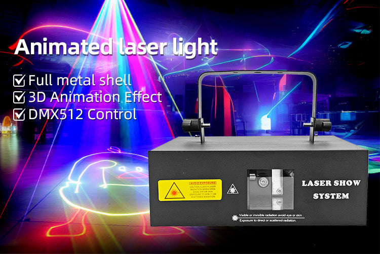 DJ Laser Party Lights 3D Animation RGB Laser Stage Lighting DMX512 Music Sound Activated Disco Projector Lights