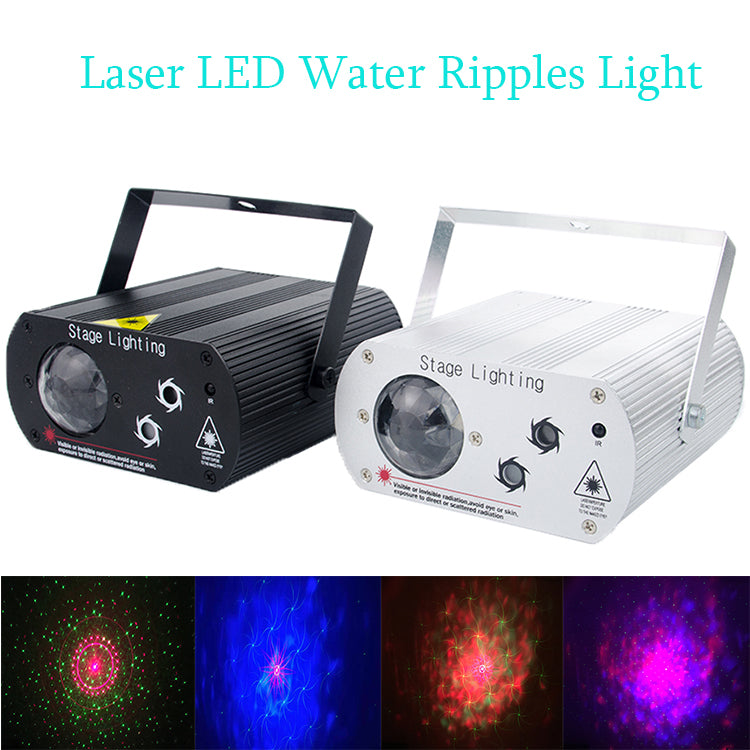 Mini LED Water Ripples Laser Stage Lights KTV Bar Party RGB Sound Remote Beam Lights