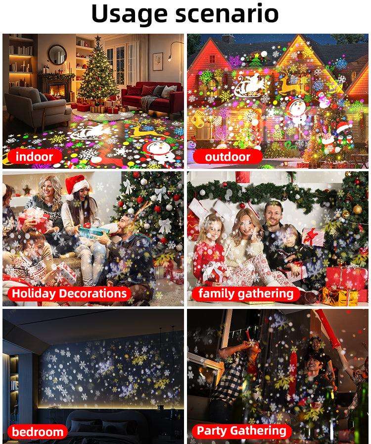 2025 New Christmas Projection Lights Christmas Snow Projector Snowflake Snowstorm Halloween Projector Light