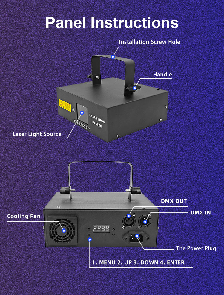 DJ Laser Party Lights 3D Animation RGB Laser Stage Lighting DMX512 Music Sound Activated Disco Projector Lights