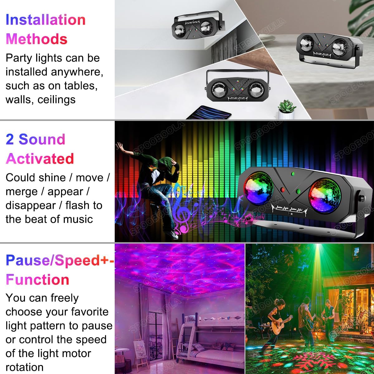 Disco Ball Party Lights With Sound Activated Lights Star Projection Ocean Light and Light Pattern Perfect for DJ, KTV, Club, Dance, Decor, Christmas, Birthday Festival Gifts