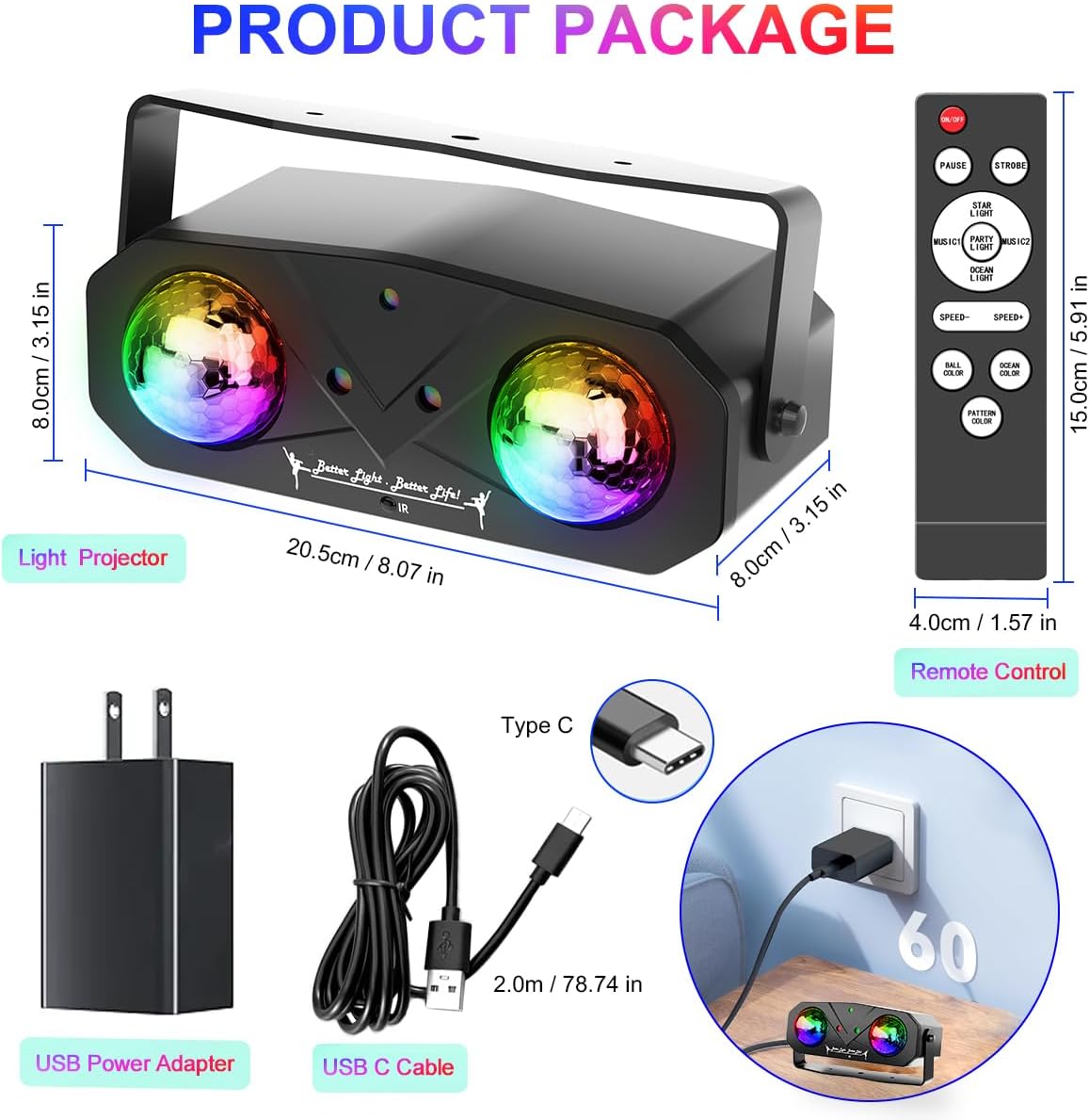 Disco Ball Party Lights With Sound Activated Lights Star Projection Ocean Light and Light Pattern Perfect for DJ, KTV, Club, Dance, Decor, Christmas, Birthday Festival Gifts