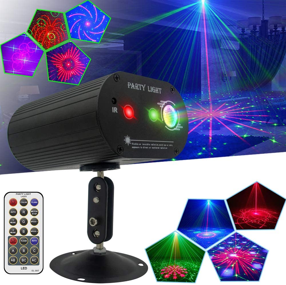 Remote Control Mini Disco Laser Strobe Light RGB LED 2 in 1 Dj Stage Party Laser Lights