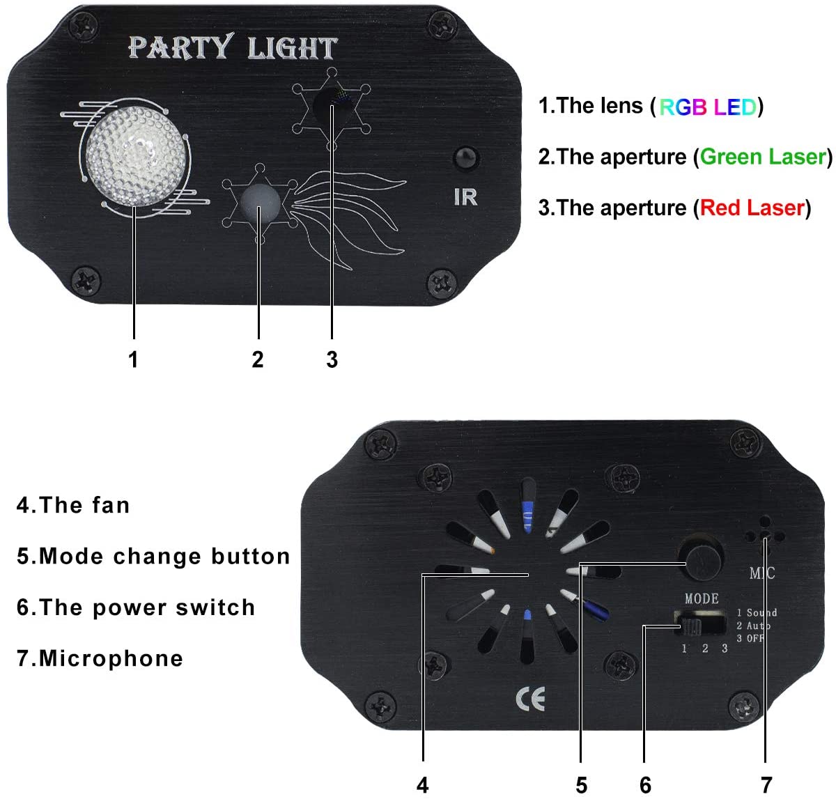 Factory Store Aluminum Alloy Housing 10w LED+Laser Party Light Ambient Light