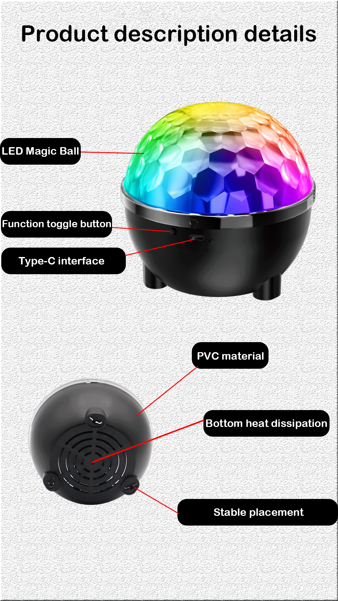 Medium Size Sunflower Magic Ball Light Bar Bounce Lights School Student Party Lights