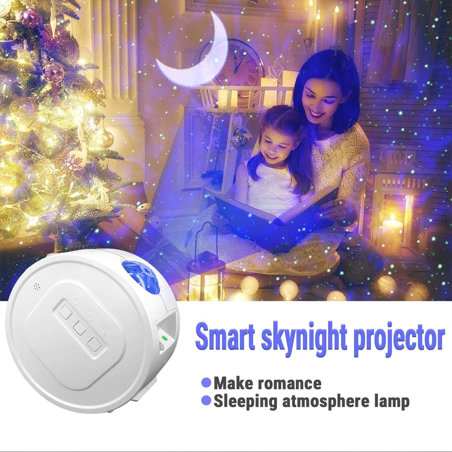 LED Laser Star Moon Projector Nebula Lamp Sound Control Starry Sky Night Light Projector