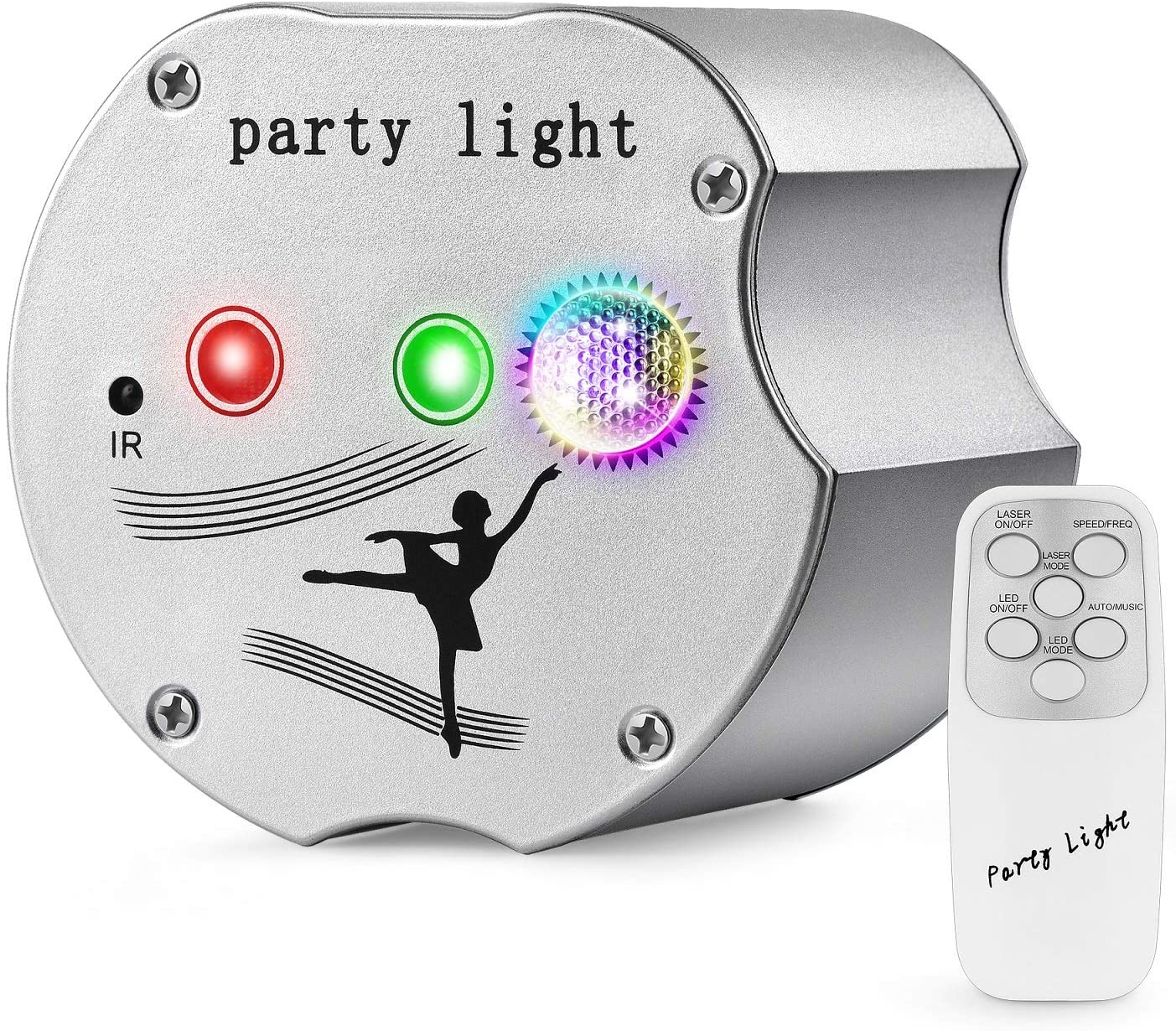 Three Holes RGB DJ Mini Disco Light Auto Sound Remote Stage LED Laser Party Lights