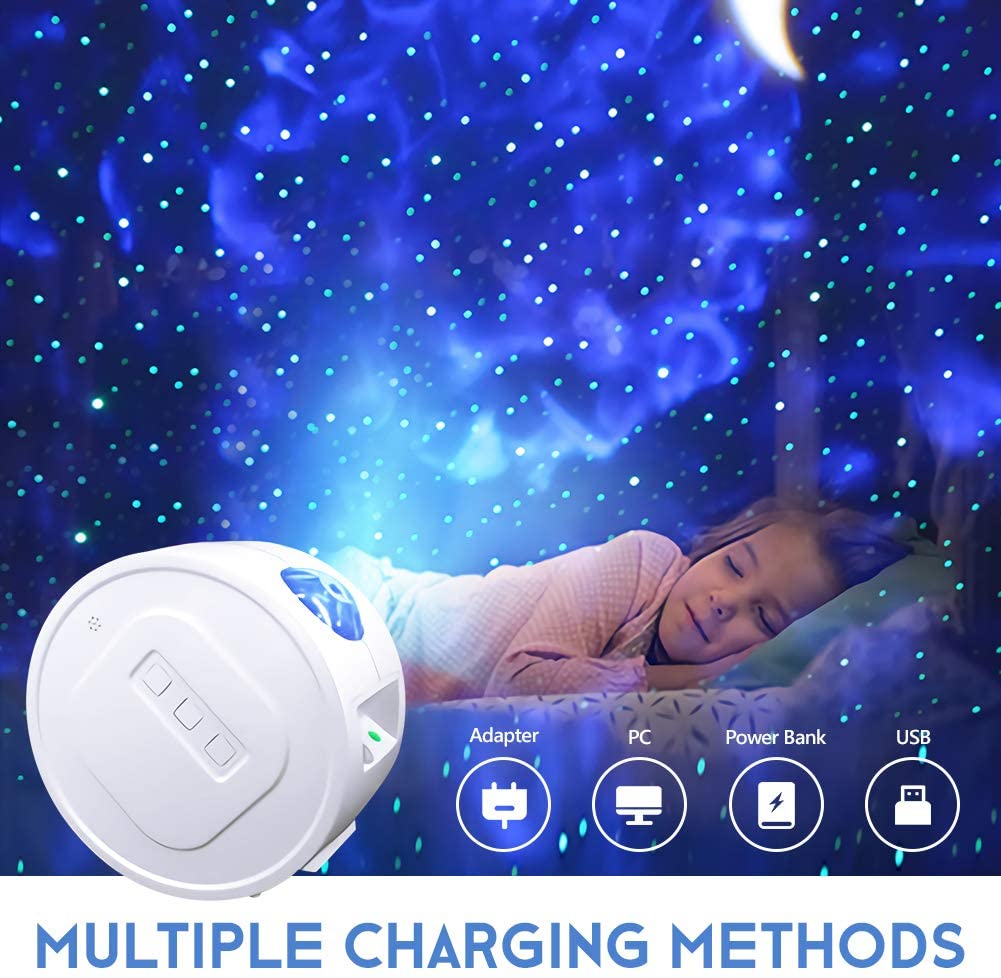 LED Laser Star Moon Projector Nebula Lamp Sound Control Starry Sky Night Light Projector