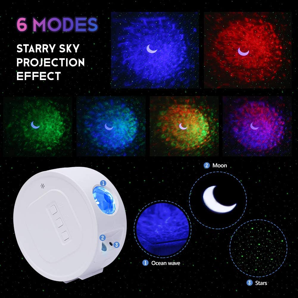 LED Laser Star Moon Projector Nebula Lamp Sound Control Starry Sky Night Light Projector