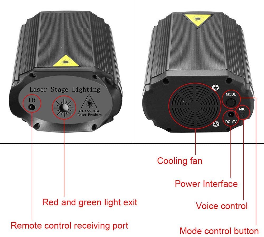 Mini DJ Lights Laser Strobe Projector Auto Sound Disco Party Laser Stage Lighting