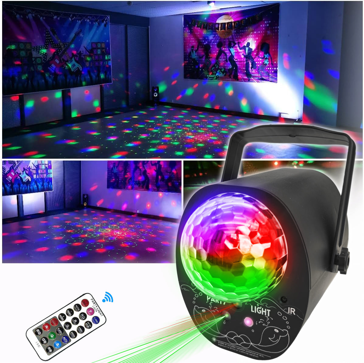 Plastic 16 in 1 Party Disco Ball LED Stage Light Remote Control RG Laser Party Lights