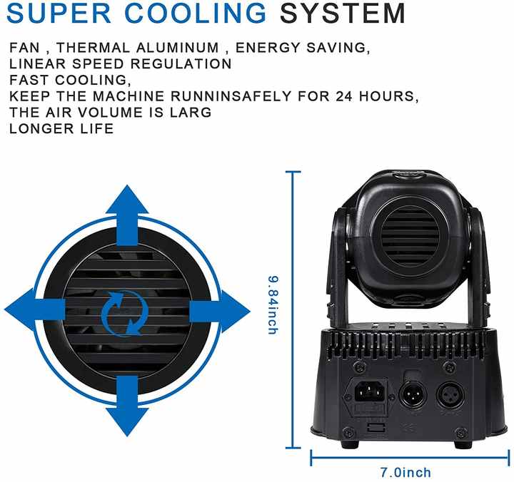 Stage Lights Mini Moving Heads 7x10W LED Disco DJ Lights Dance Lighting LED RGBW DMX512 Sound Activated High Energy Light for Party Wedding Club Bars Show