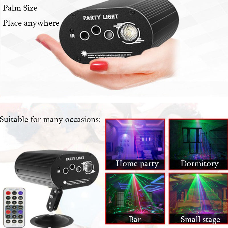 RGB 3 Lens 16 Patterns Remote Control Disco Party Christmas Led Laser Lights