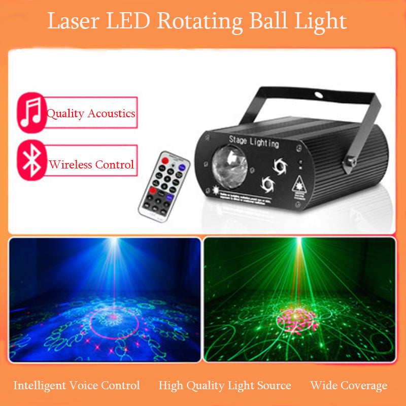 Laser LED Rotating Ball Lights Auto Sound Activated DJ Disco Party Stage Projector Lights