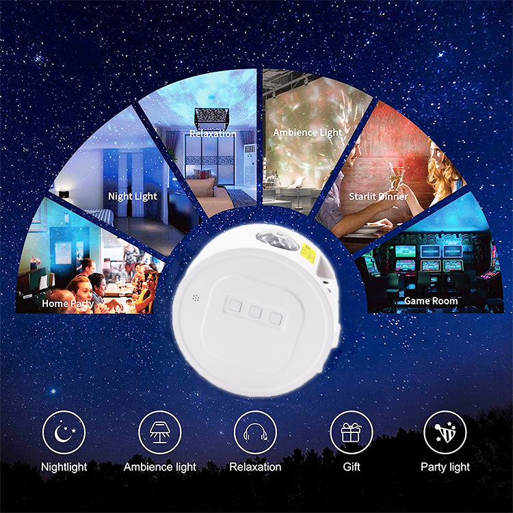 LED Laser Star Moon Projector Nebula Lamp Sound Control Starry Sky Night Light Projector