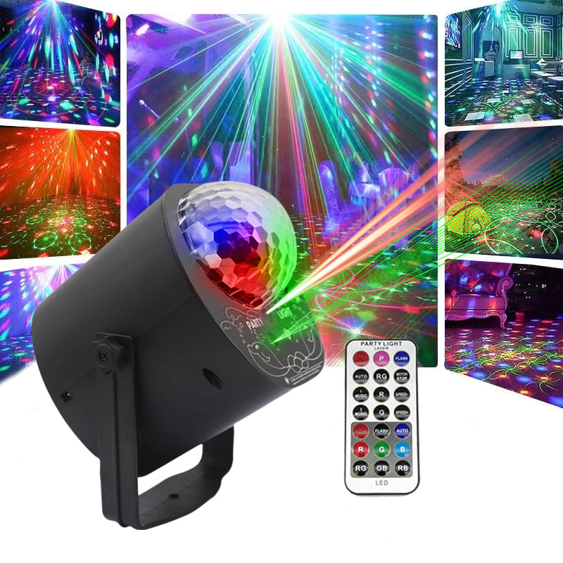 Plastic 16 in 1 Party Disco Ball LED Stage Light Remote Control RG Laser Party Lights