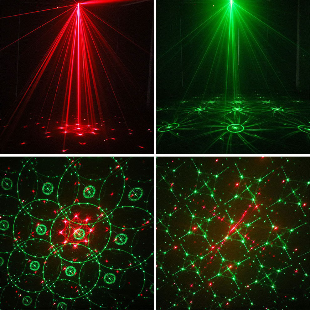 RGB 3 Lens 16 Patterns Remote Control Disco Party Christmas Led Laser Lights