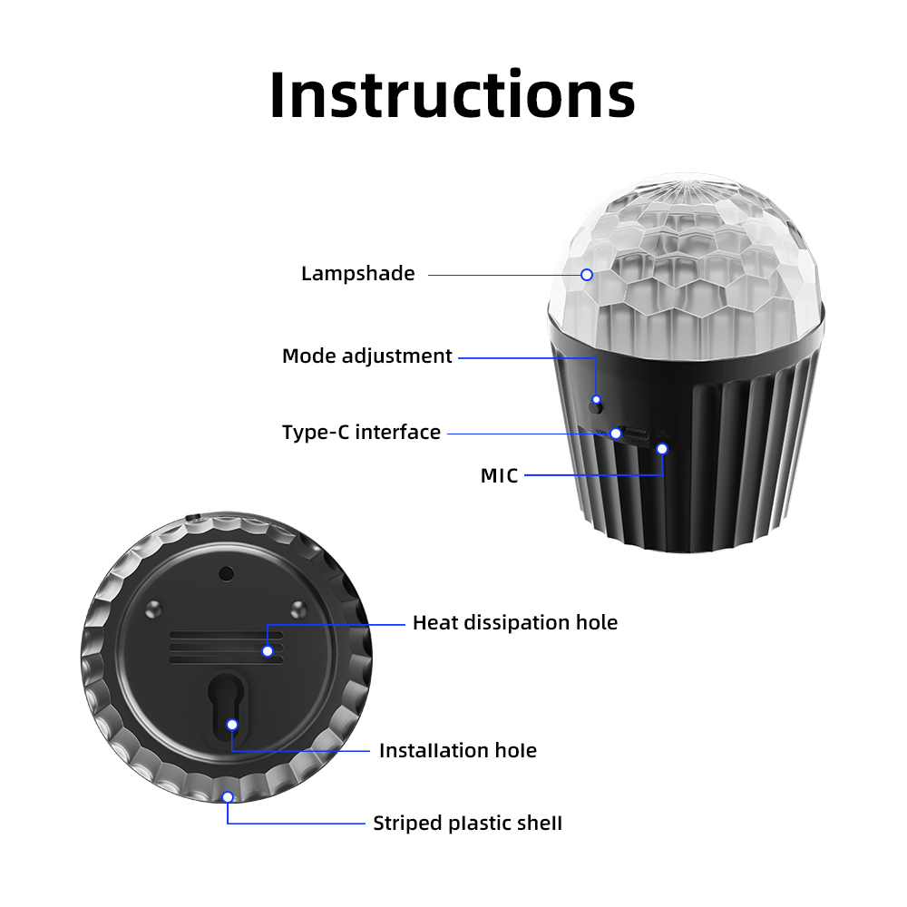 New Styles USB Car Ambient Light Compact Camping Party Light Disco DJ LED Lights Stage