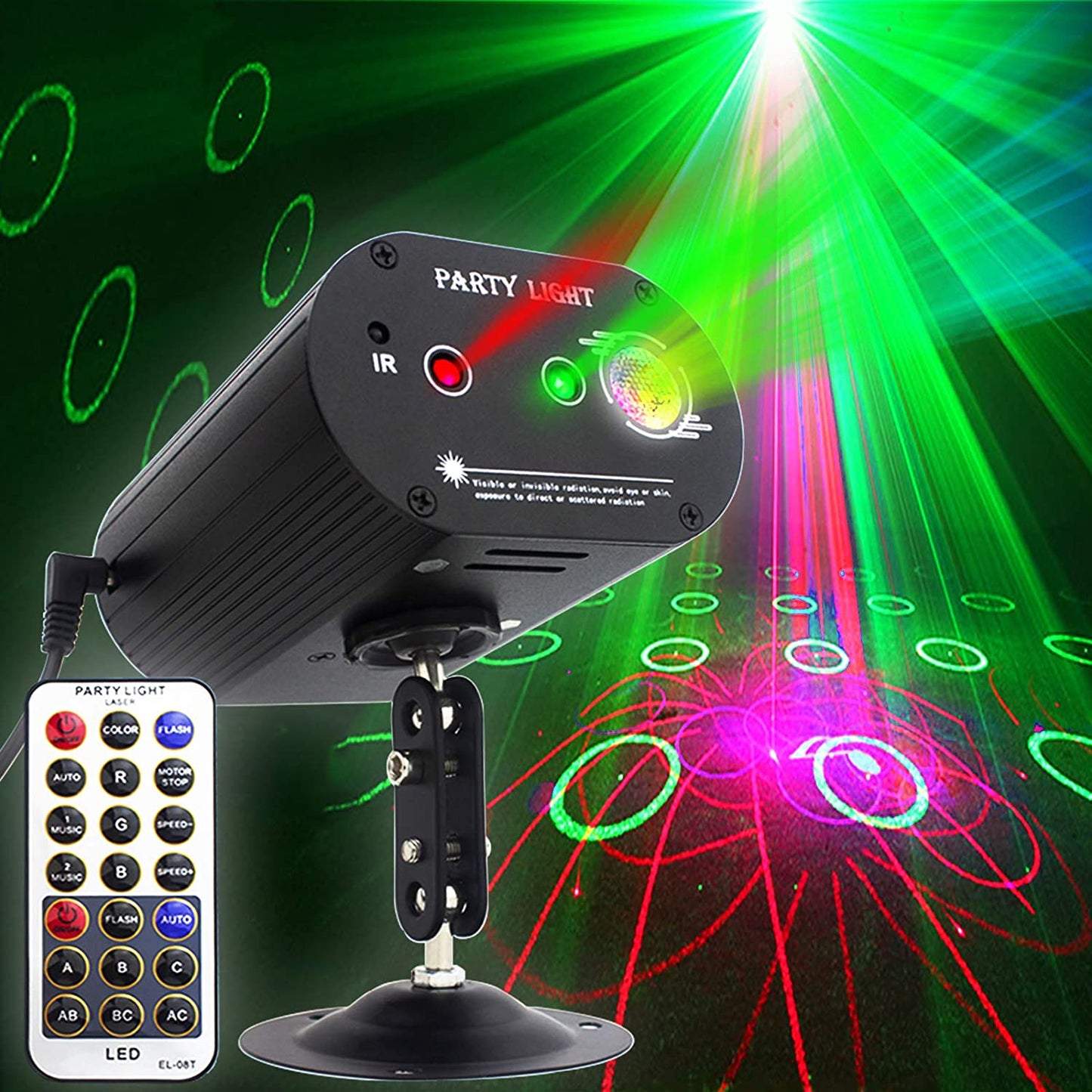 Remote Control Mini Disco Laser Strobe Light RGB LED 2 in 1 Dj Stage Party Laser Lights