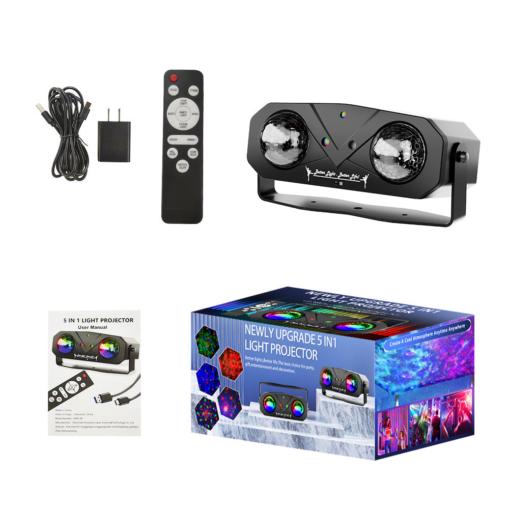 Disco Ball Party Lights With Sound Activated Lights Star Projection Ocean Light and Light Pattern Perfect for DJ, KTV, Club, Dance, Decor, Christmas, Birthday Festival Gifts