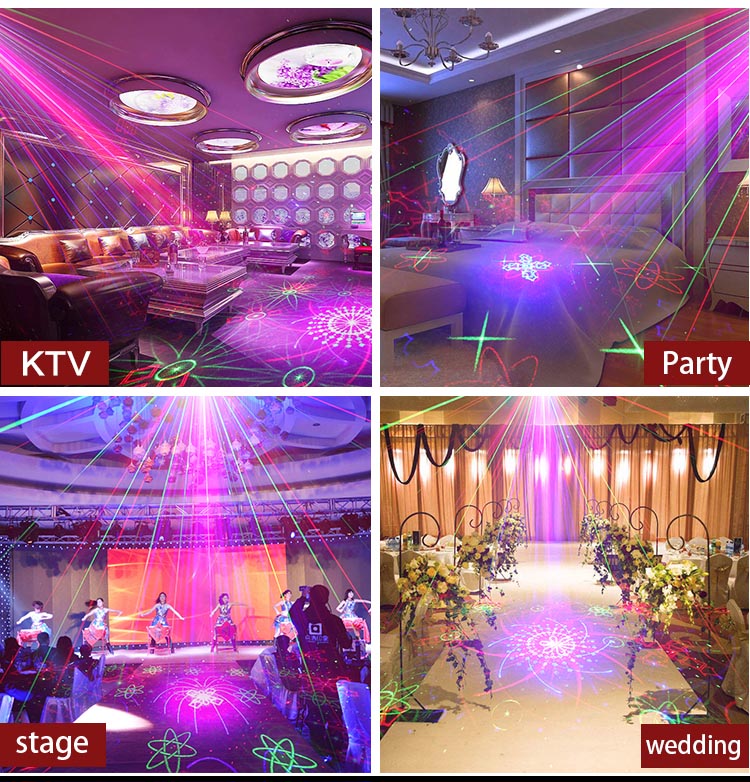 Remote Control 16 Patterns Party Disco DJ Light Sound Activated LED Projector Strobe Stage Lights