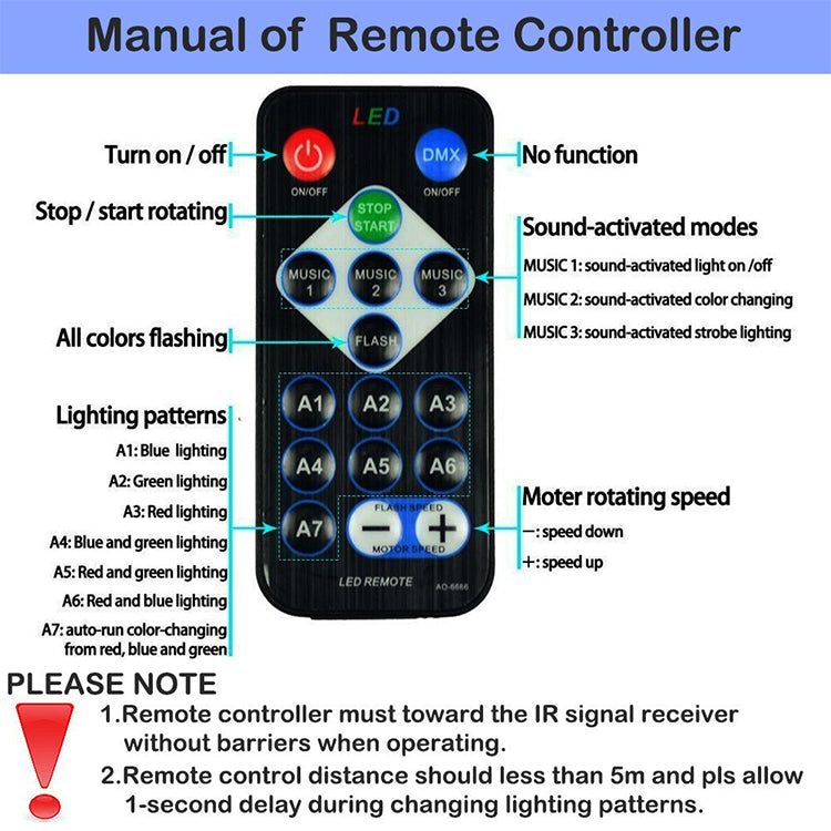 IR Remote Control LED Crystal Magical Ball 3W Mini RGB Party Lighting Disco Ball Light