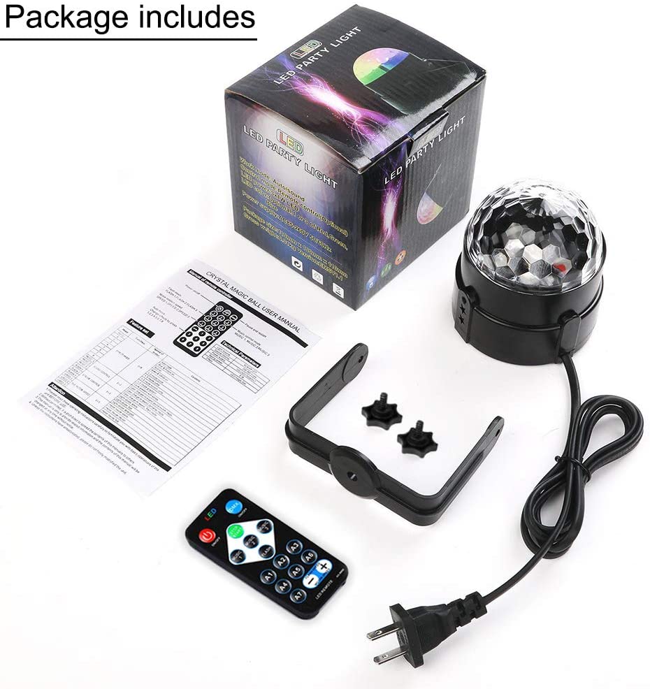 IR Remote Control LED Crystal Magical Ball 3W Mini RGB Party Lighting Disco Ball Light