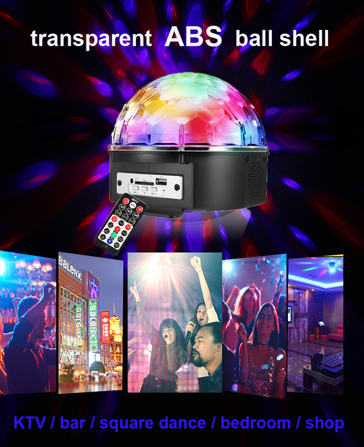 LED Crystal Magical Disco Ball Light with MP3 Remote Control Strobe DJ KTV Party Stage Lights