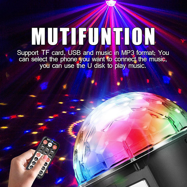 LED Crystal Magical Disco Ball Light with MP3 Remote Control Strobe DJ KTV Party Stage Lights