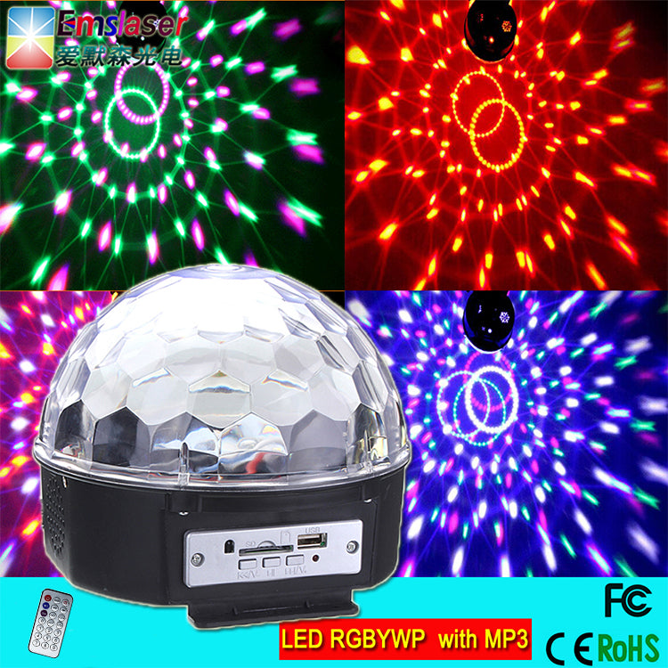 LED Crystal Magical Disco Ball Light with MP3 Remote Control Strobe DJ KTV Party Stage Lights