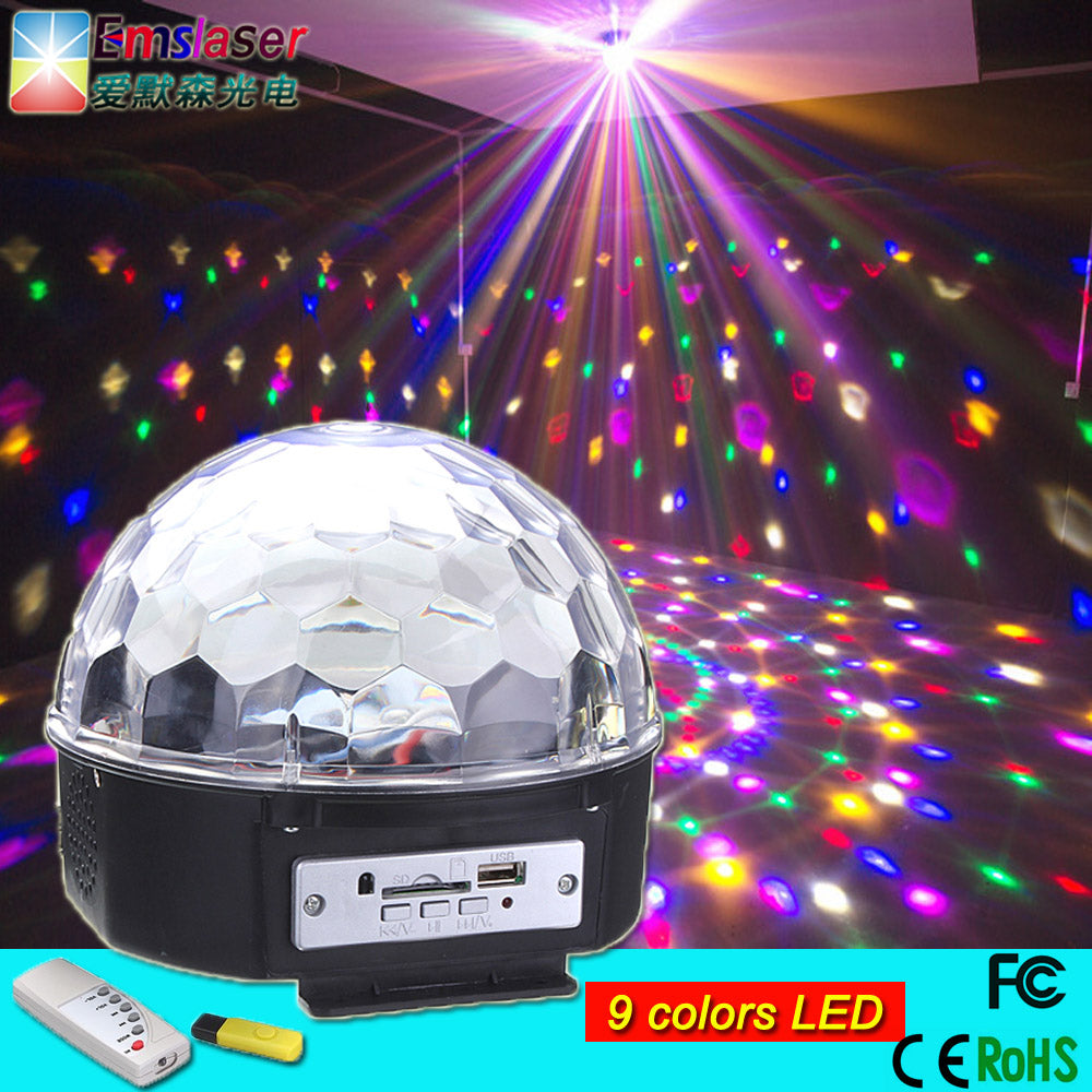 LED Crystal Magical Disco Ball Light with MP3 Remote Control Strobe DJ KTV Party Stage Lights