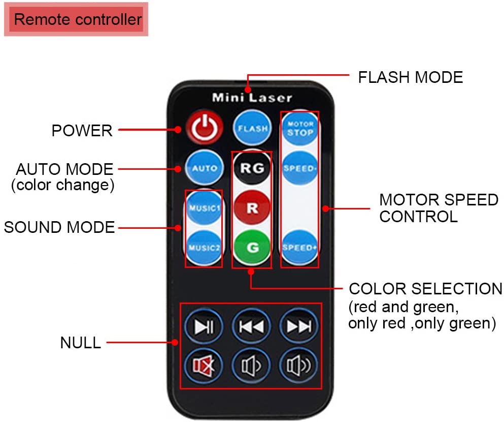 Red Green Mini Laser Projector Stage Light Remote Control Disco Party Strobe Flash Laser Light