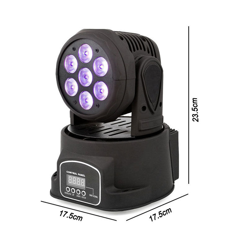 Stage Lights Mini Moving Heads 7x10W LED Disco DJ Lights Dance Lighting LED RGBW DMX512 Sound Activated High Energy Light for Party Wedding Club Bars Show