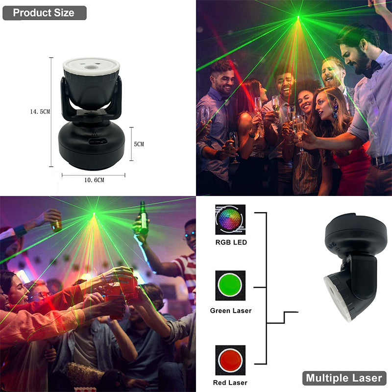 Double Hole 16 Pattern Mini Laser Moving Head Light RG DJ Disco Light with Remote Control