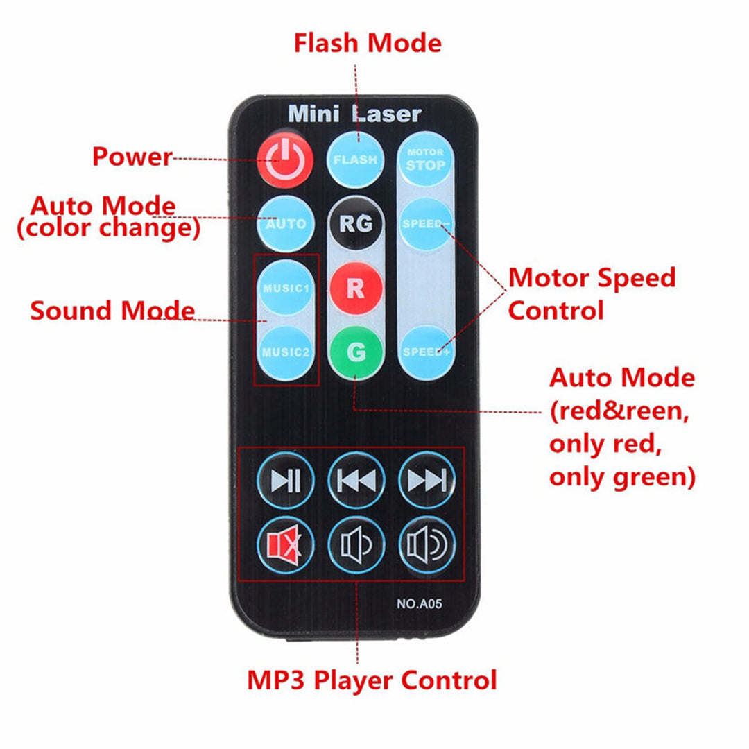 Double Hole Red Green Remote Control 24 Patterns Projection Lamp Mini Party Disco Laser Lights