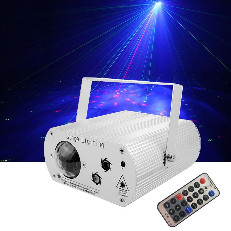 Mini LED Water Ripples Laser Stage Lights KTV Bar Party RGB Sound Remote Beam Lights